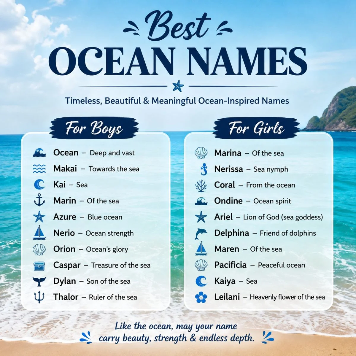Best ocean names for boys and girls with beautiful sea-inspired meanings