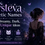 Mysteva aesthetic names banner featuring dreamy, dark, cute and unique name ideas in a magical fantasy setting